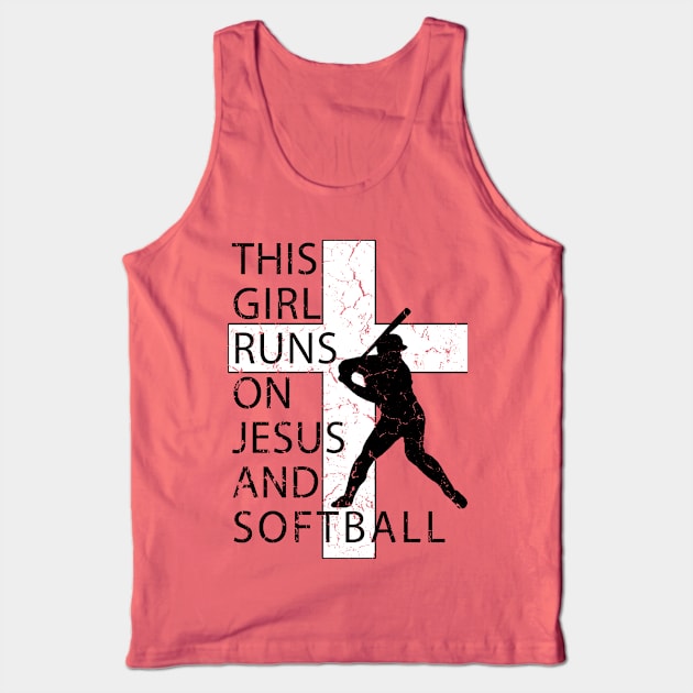 This Kid Runs on Jesus and Softball Christian Cross Tank Top by TeeCreations